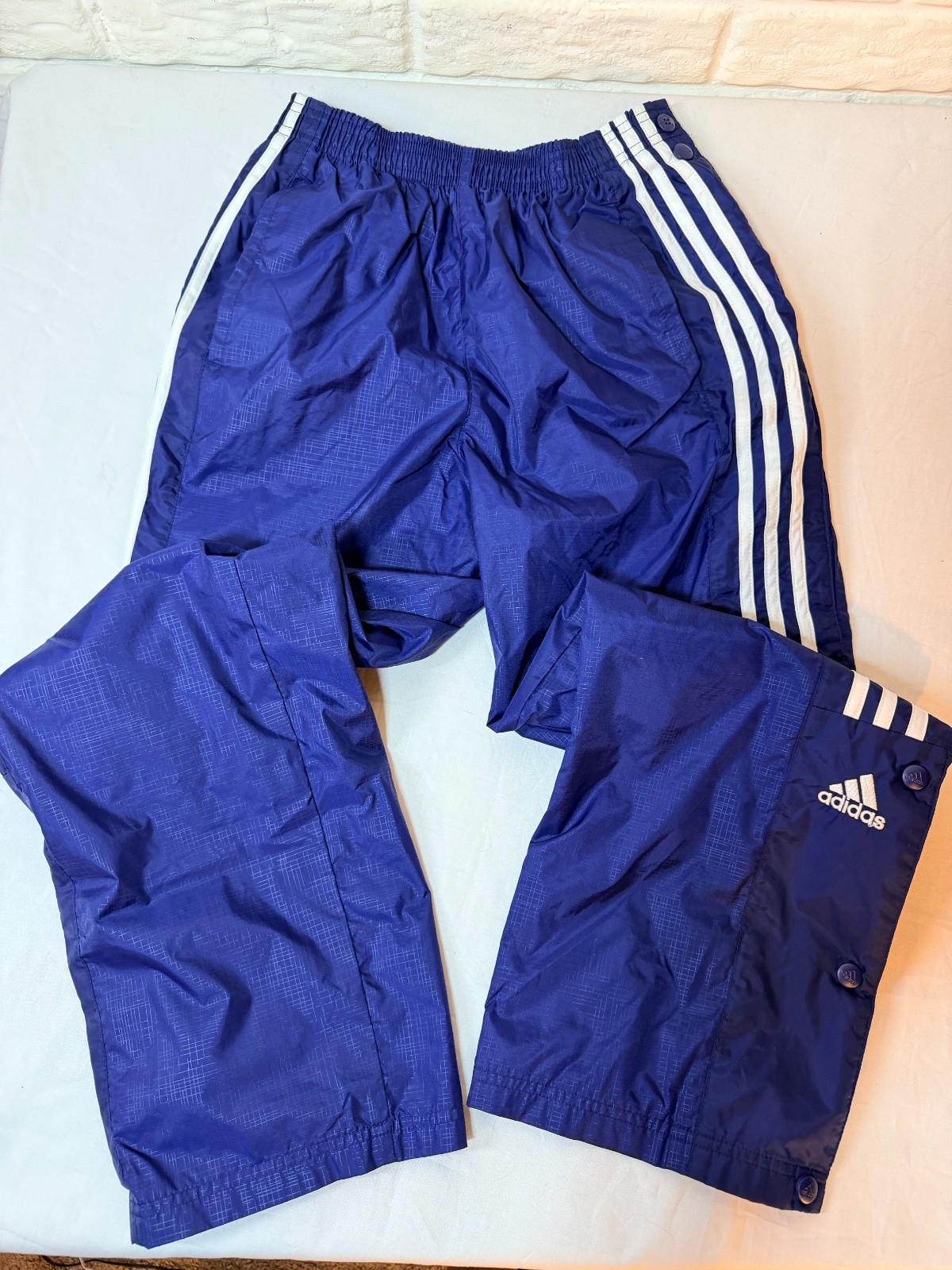 Vintage 2002 Adidas Snap Tearaway Track Pants Blue Breakaway Y2K Blokecore