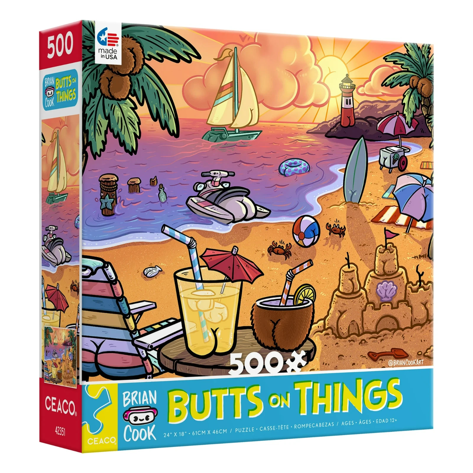 Butts on Things - Brian Cook - Ceaco- TROPICAL 500 Piece Jigsaw Puzzle