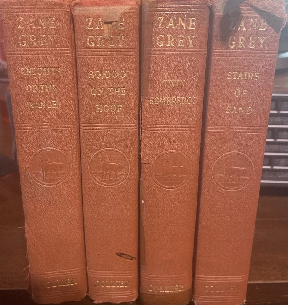 1920s-40s Zane Grey Vintage Hardcover Western Book Lot 4 Collier Cowboy Novels