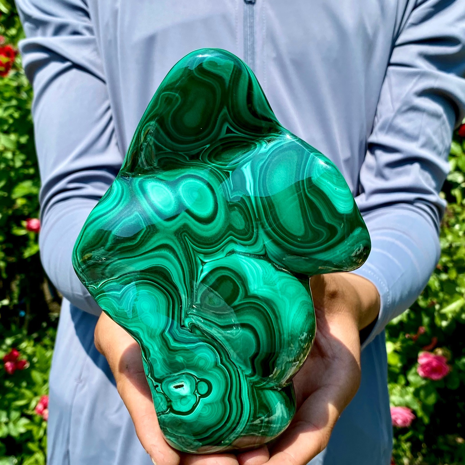 3.2LB Natural Polished Malachite Mineral freeform specimen Reiki Stone Healing