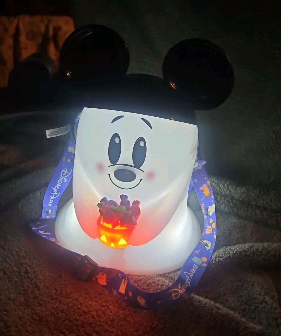 Disneyland Halloween 2025 Mickey Mouse Ghost Popcorn Bucket Light Up NEW