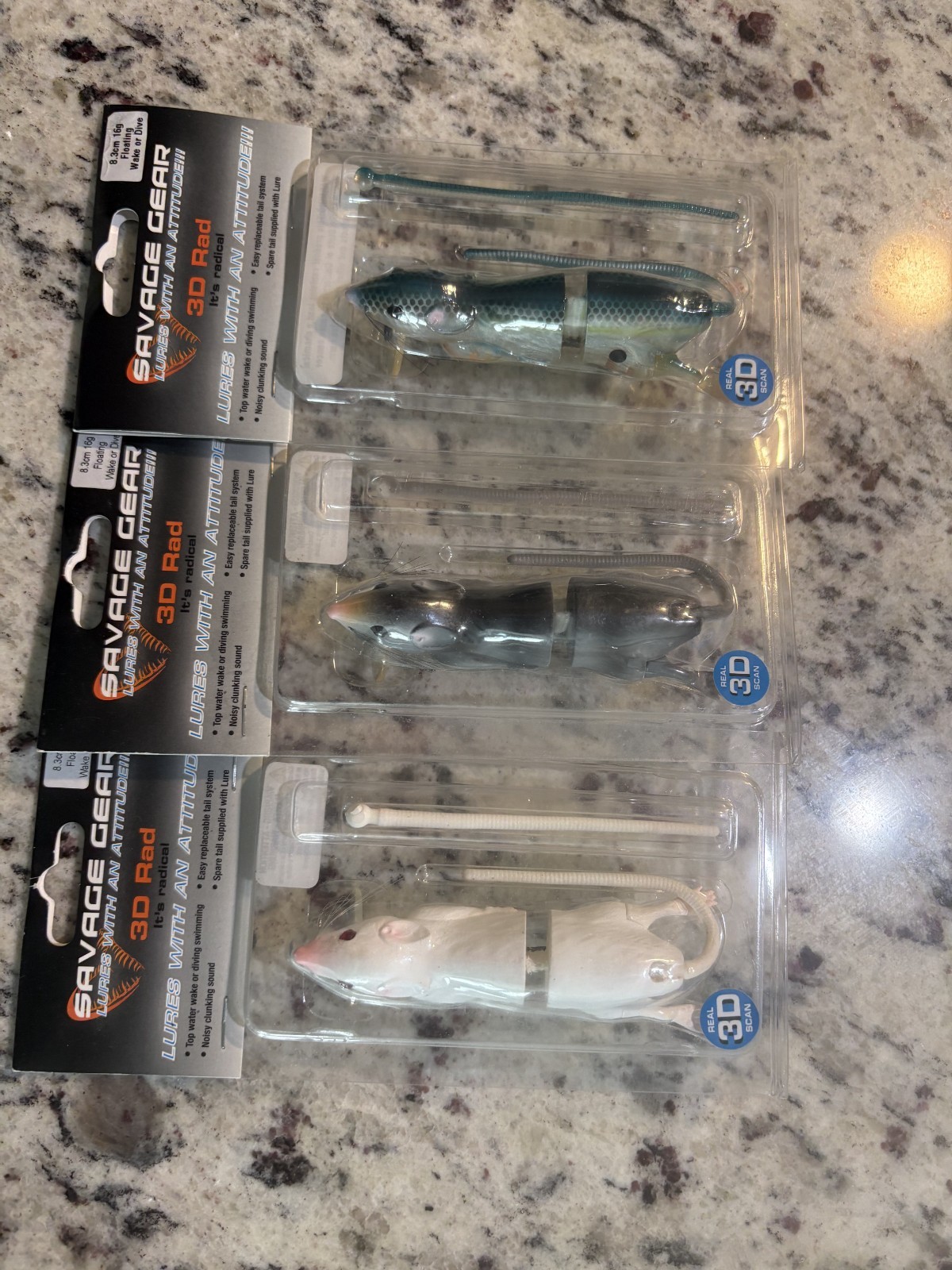 Savage Gear R-165=3D RAT==3 DIFFERENT COLORED FISHING LURES Savage Gear R-165=3D RAT==3 DIFFERENT COLORED FISHING LURES