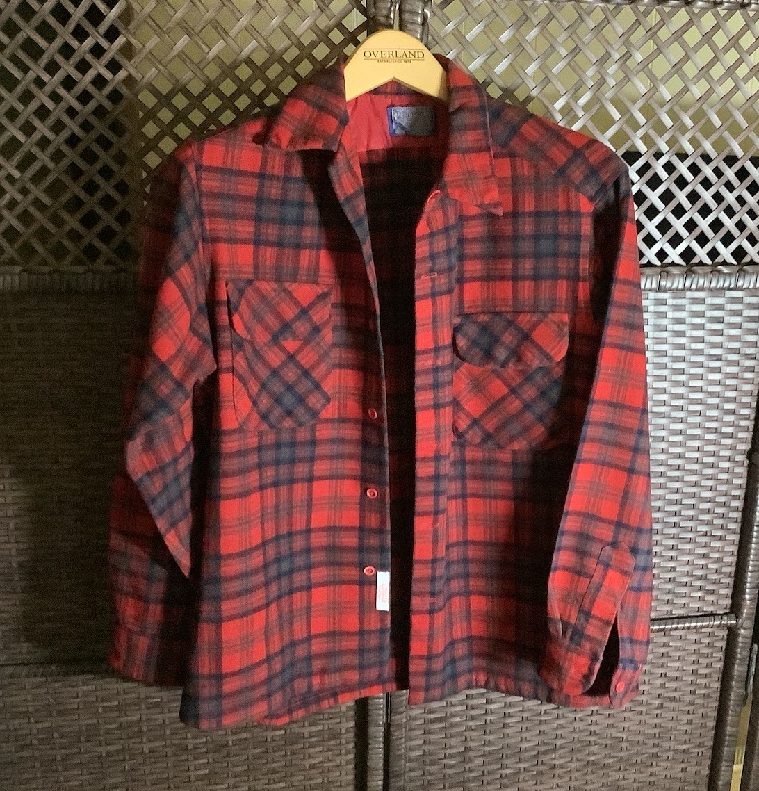 Vintage Pendleton Sz Large Red Tartan Plaid Flannel Virgin Wool