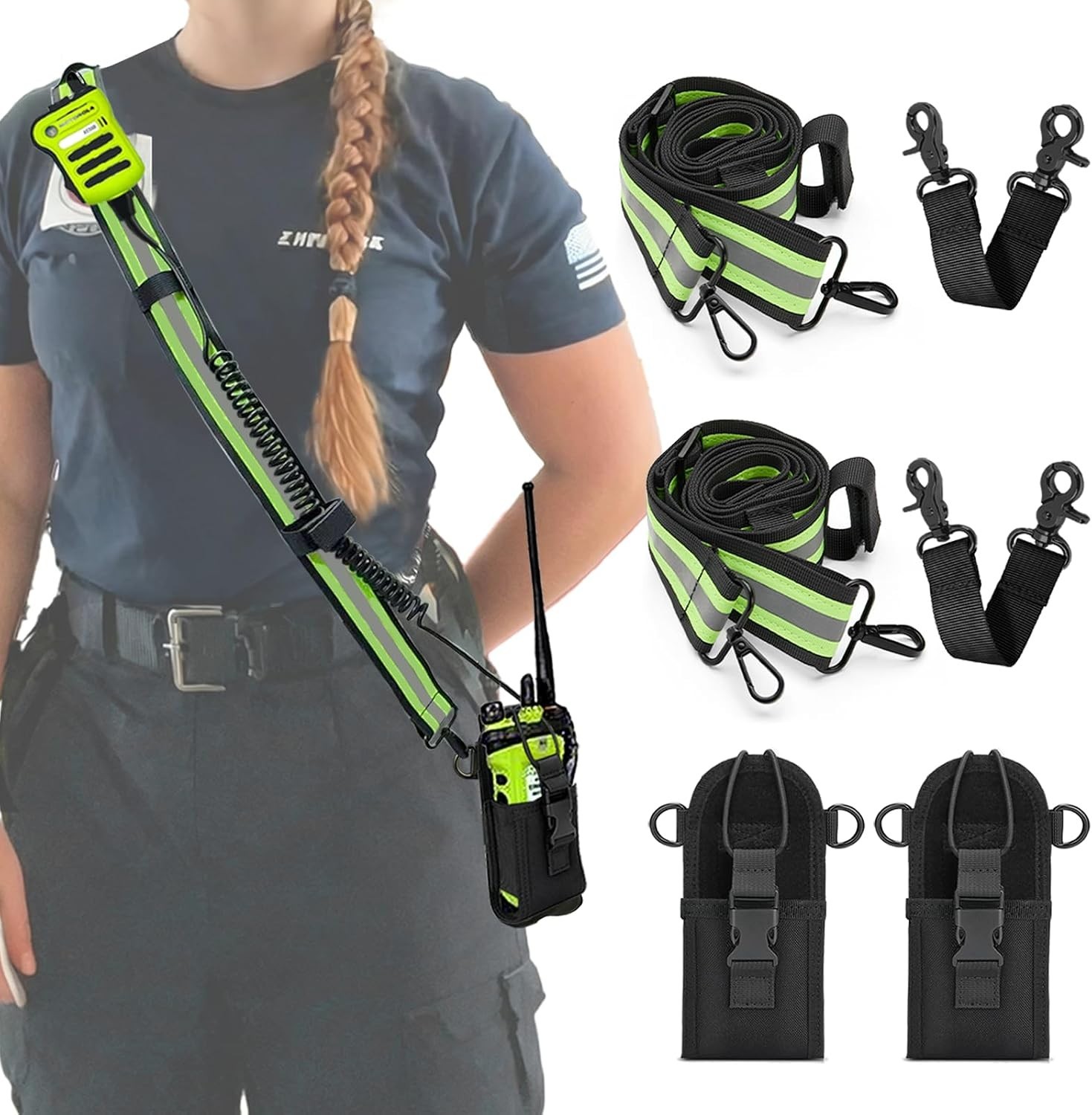 2 Pack Firefighter Radio Strap | Holster, Anti-Sway, Reflective Adjustable Shoul 2 Pack Firefighter Radio Strap | Holster, Anti-Sway, Reflective Adjustable Shoul
