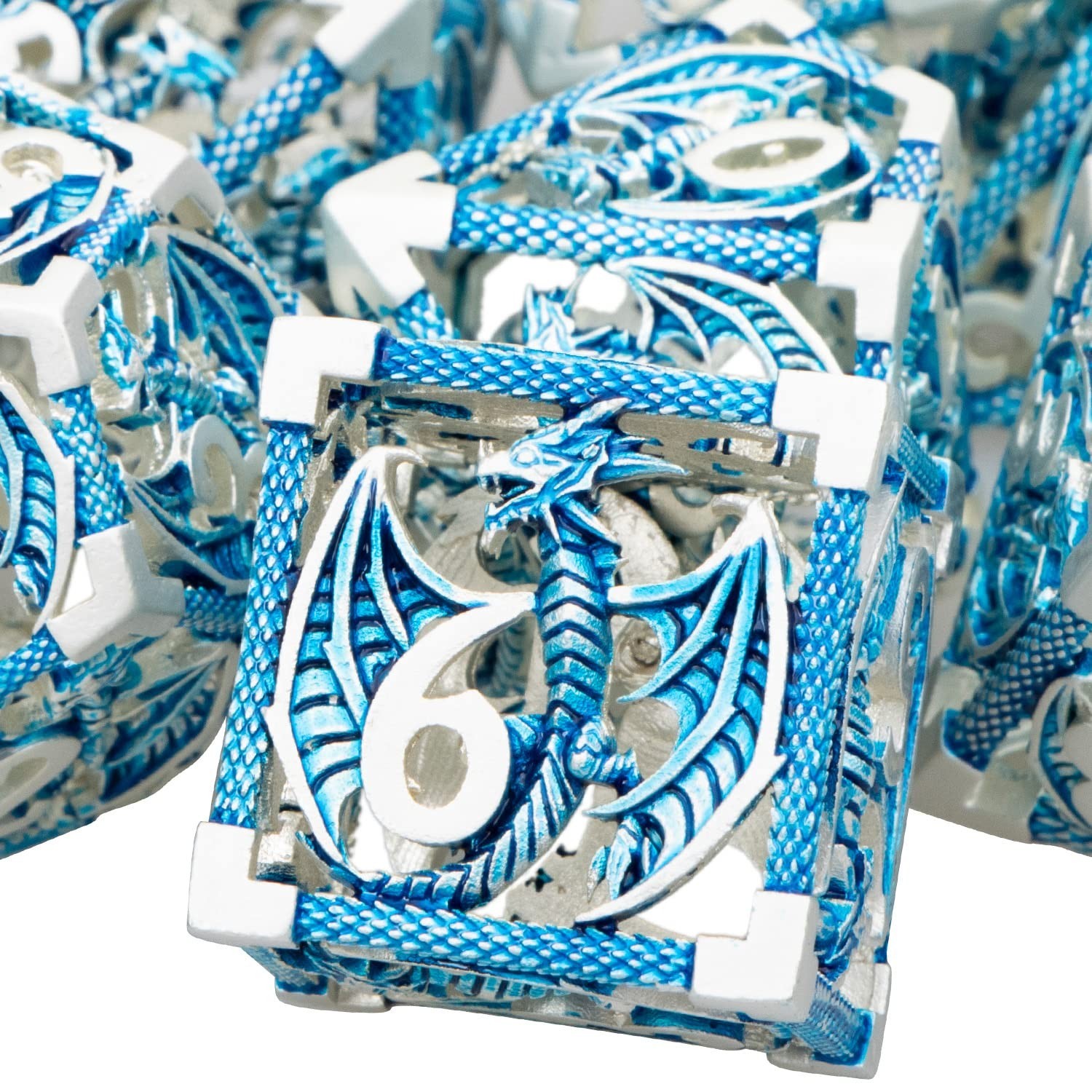 ARUOHHA Hollow DND Metal Dice Set Blue Dragons D and D Dice, RPG Role Playing...