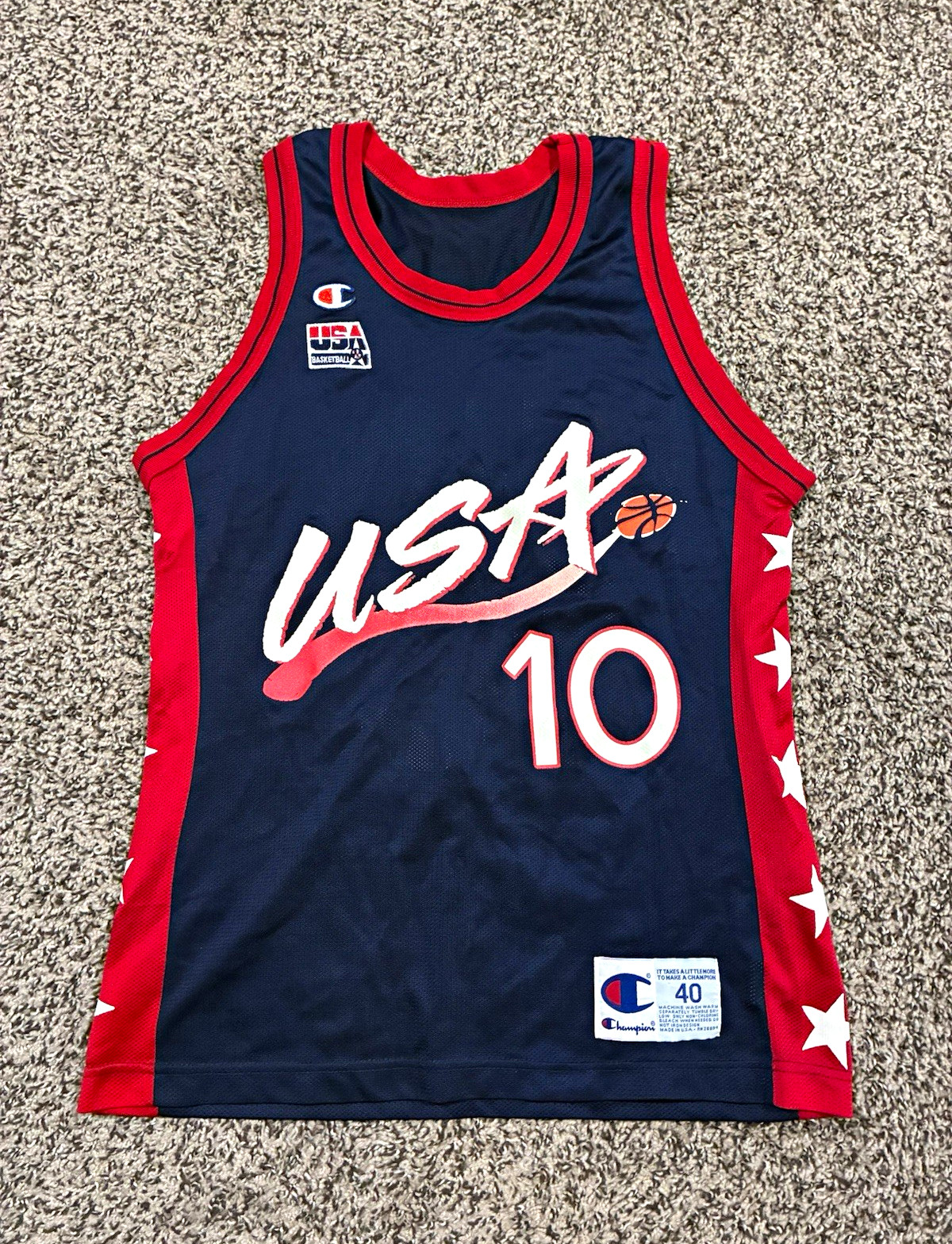 Vintage 1996 Champion USA Basketball Reggie Miller #10 Jersey Men’s Size 40