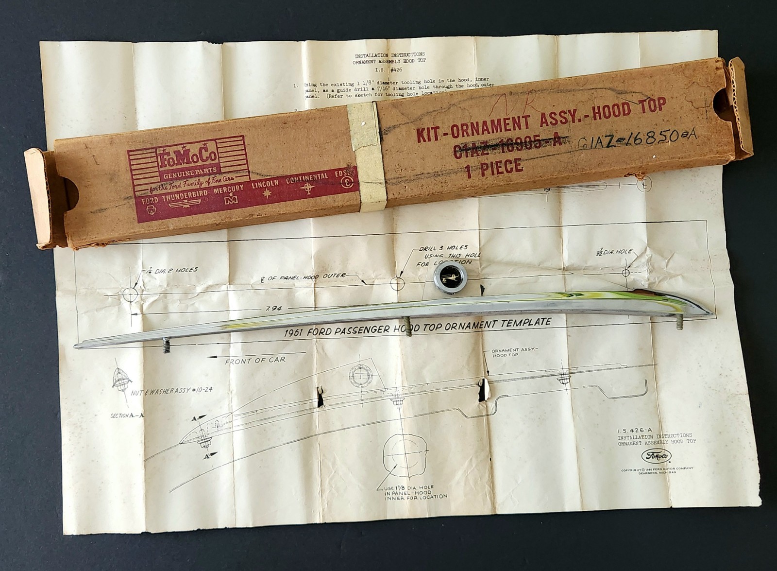 VERY RARE NOS 1961 FORD GALAXIE HOOD ORNAMENT OPTIONAL ACCESSORY C1AB-16853-A VERY RARE NOS 1961 FORD GALAXIE HOOD ORNAMENT OPTIONAL ACCESSORY C1AB-16853-A
