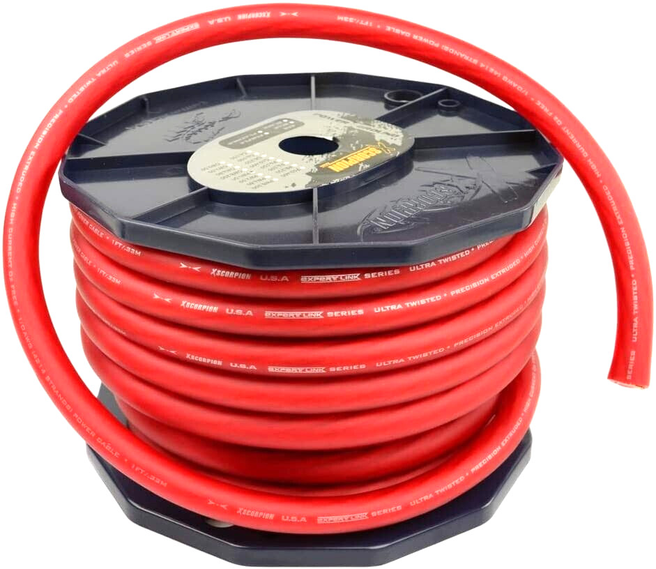 17ft. 1/0 Gauge RED OFC Wire Strands Copper Marine Grade Cable High Quality