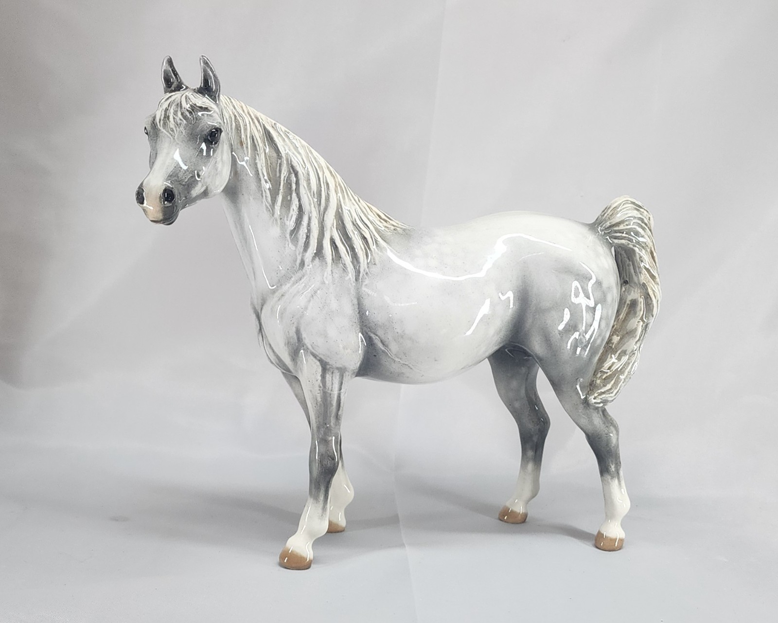 Cheval Ceramics  Dapple White Grey Arabian Mare Ceramic Porcelain Horse