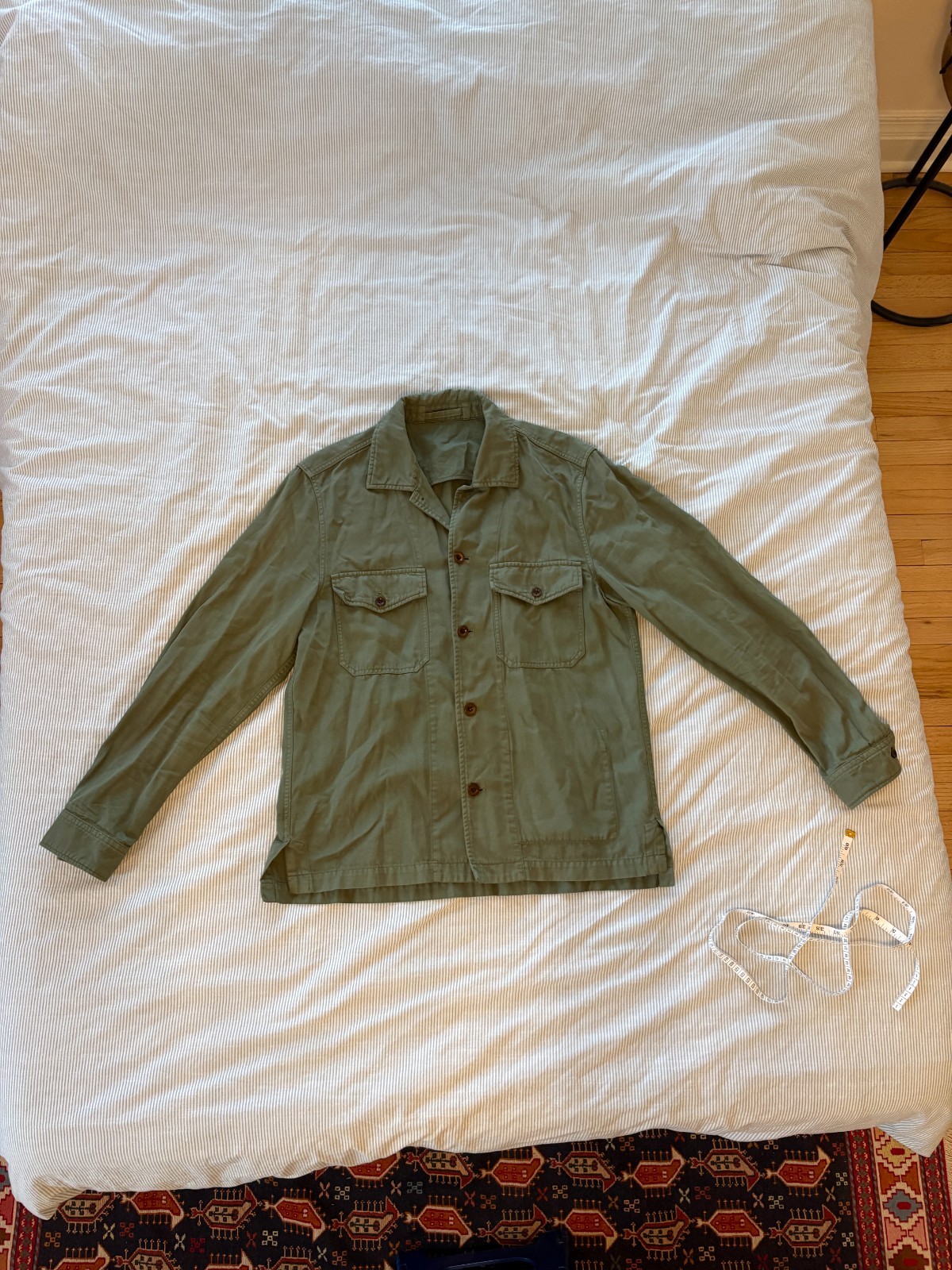 Mr. P. Men\'s Olive Green Cotton Twill Overshirt Field Jacket — Size M Mr. P. Men\'s Olive Green Cotton Twill Overshirt Field Jacket — Size M