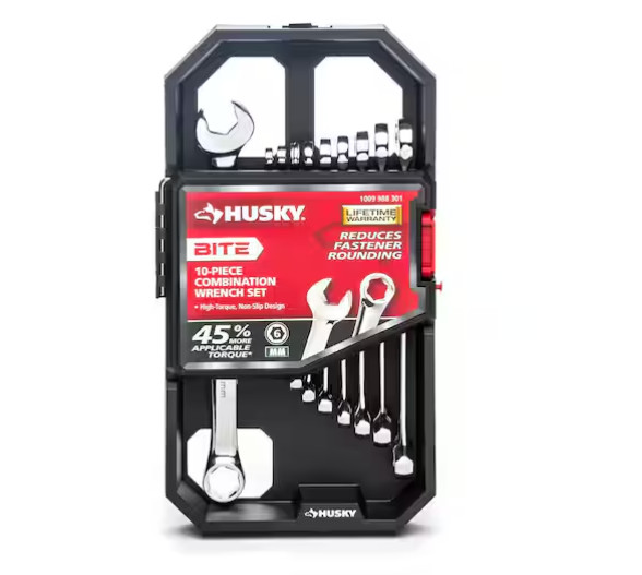 Husky BITE Metric Combination Wrench Set (10‑Piece) – HBCW10XLM