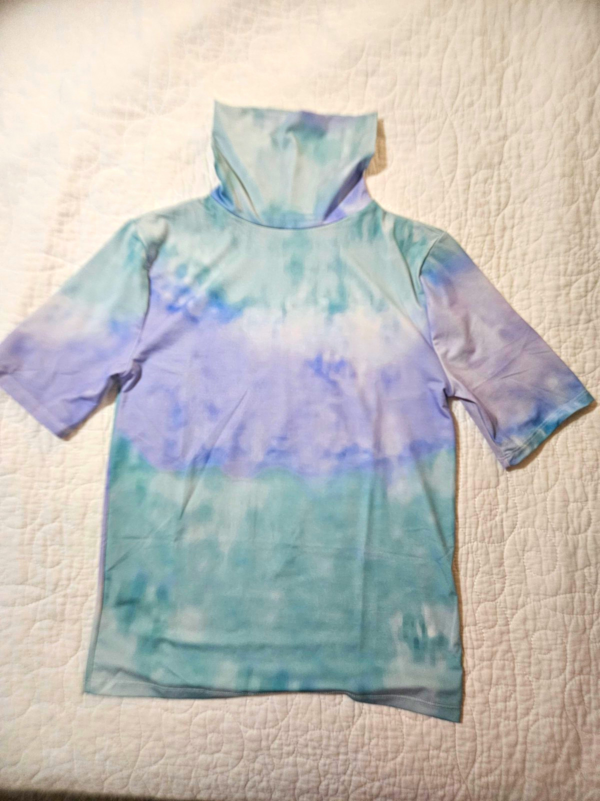 ZARA Women’s Tie-Dye Turtleneck 3/4 Sleeve Knit Pullover Top Size M Blue ZARA Women’s Tie-Dye Turtleneck 3/4 Sleeve Knit Pullover Top Size M Blue