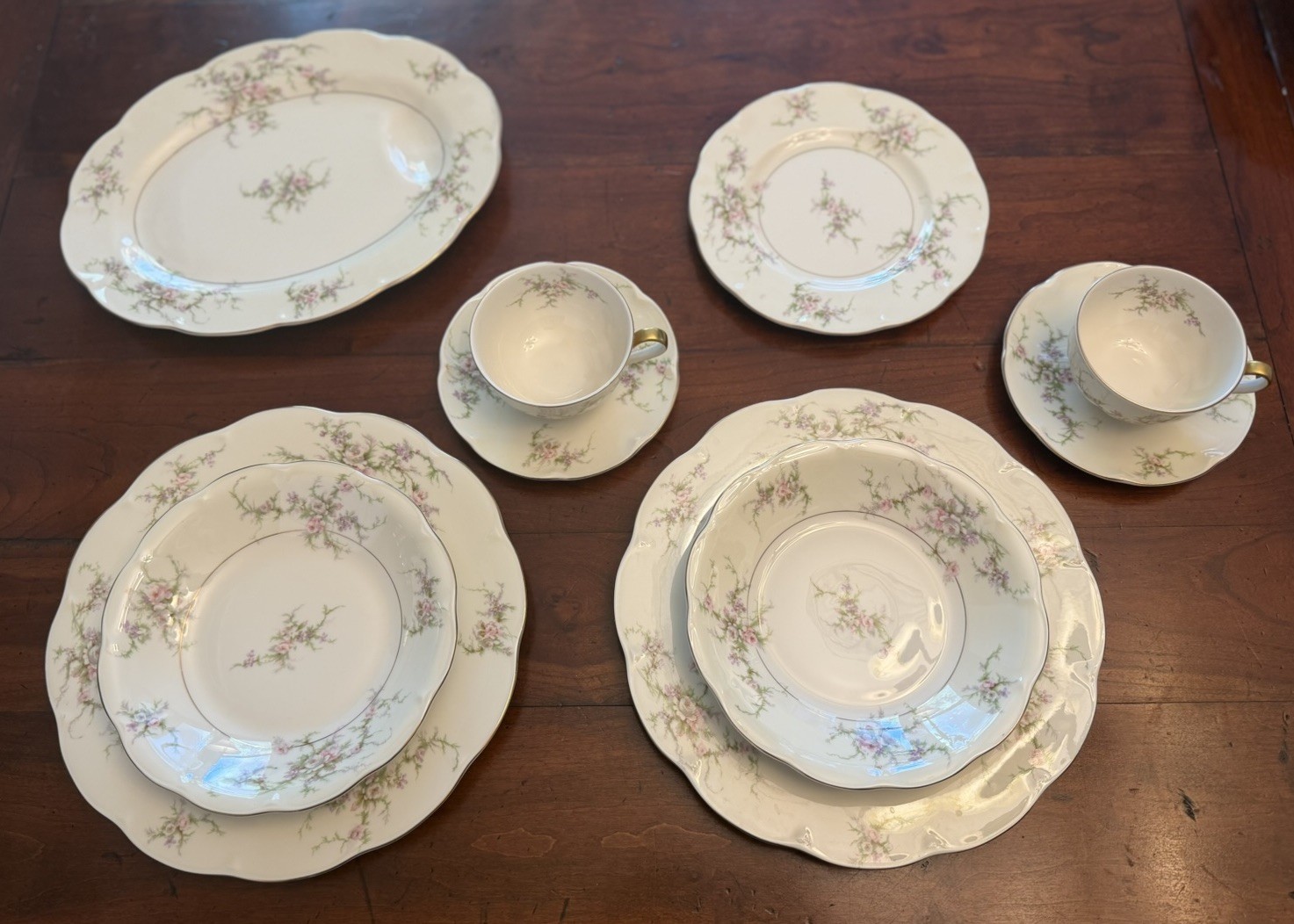Vtg Theodore Haviland NY Rosalinde Fine China 9 Pc Set w/h Meat Carving Platter