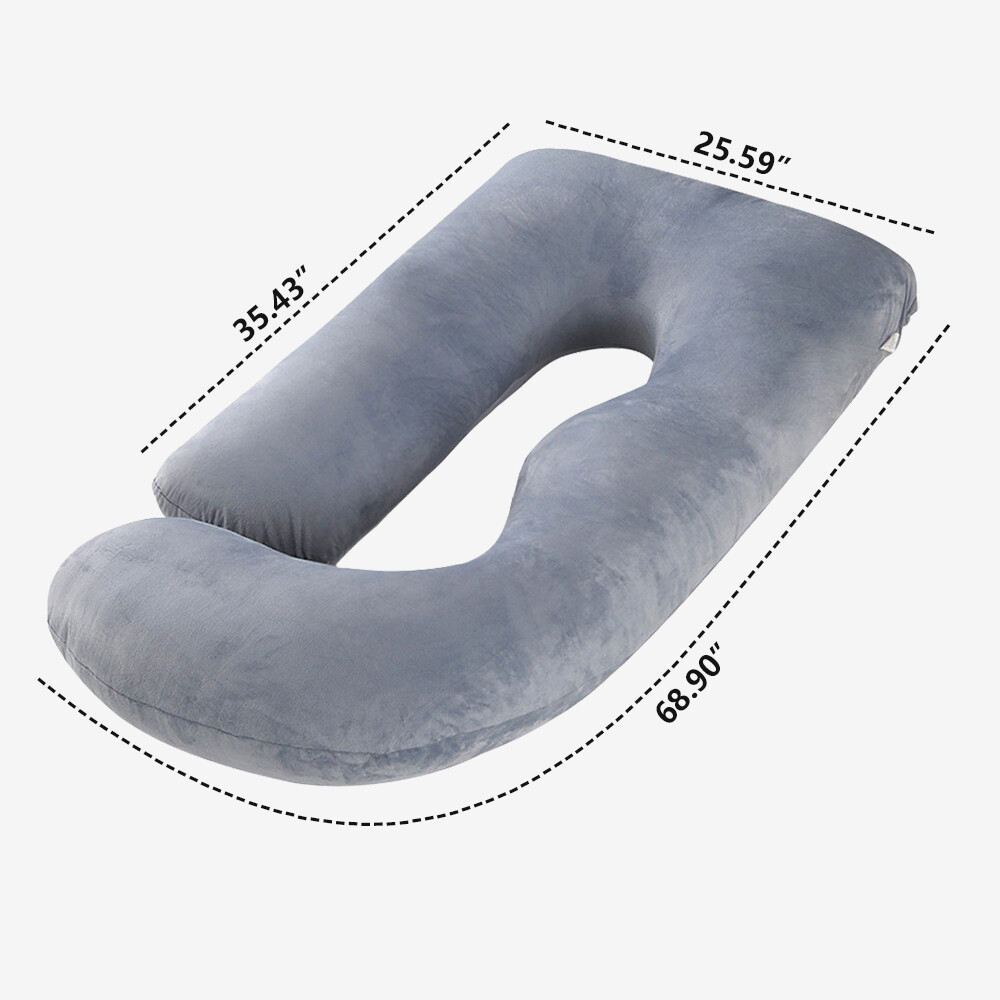 69 Inch Pregnancy Pillow J Shaped Full Body Pillow with Velvet Cover Bed Pillows