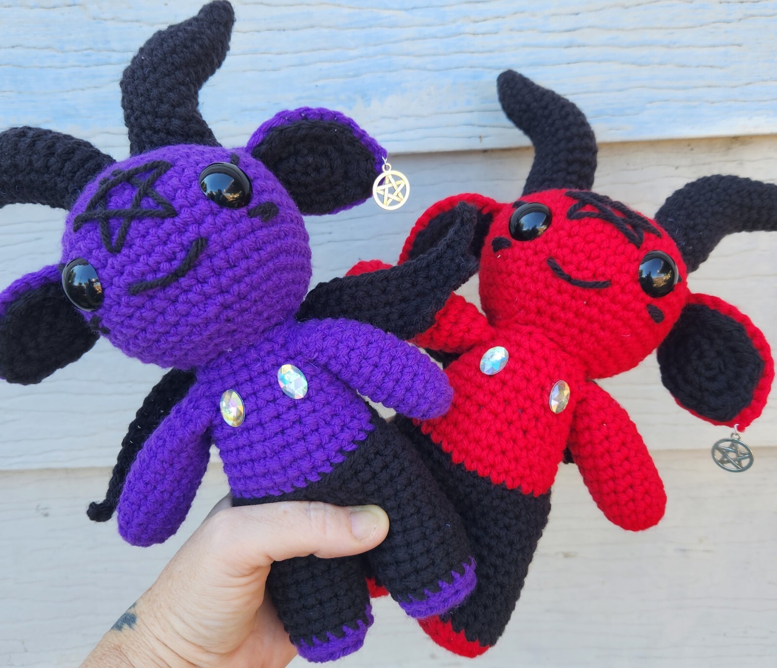 Baby BAPHOMET CROCHET DOLLS Handmade WITCHY DOLLS ADORABLE 