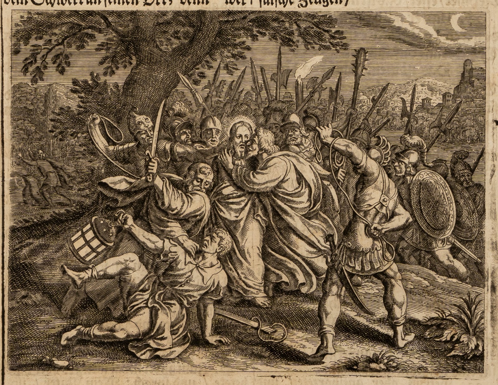 Icones Biblicae -- Antique Engraving from German Luther Bible, Gethsemane