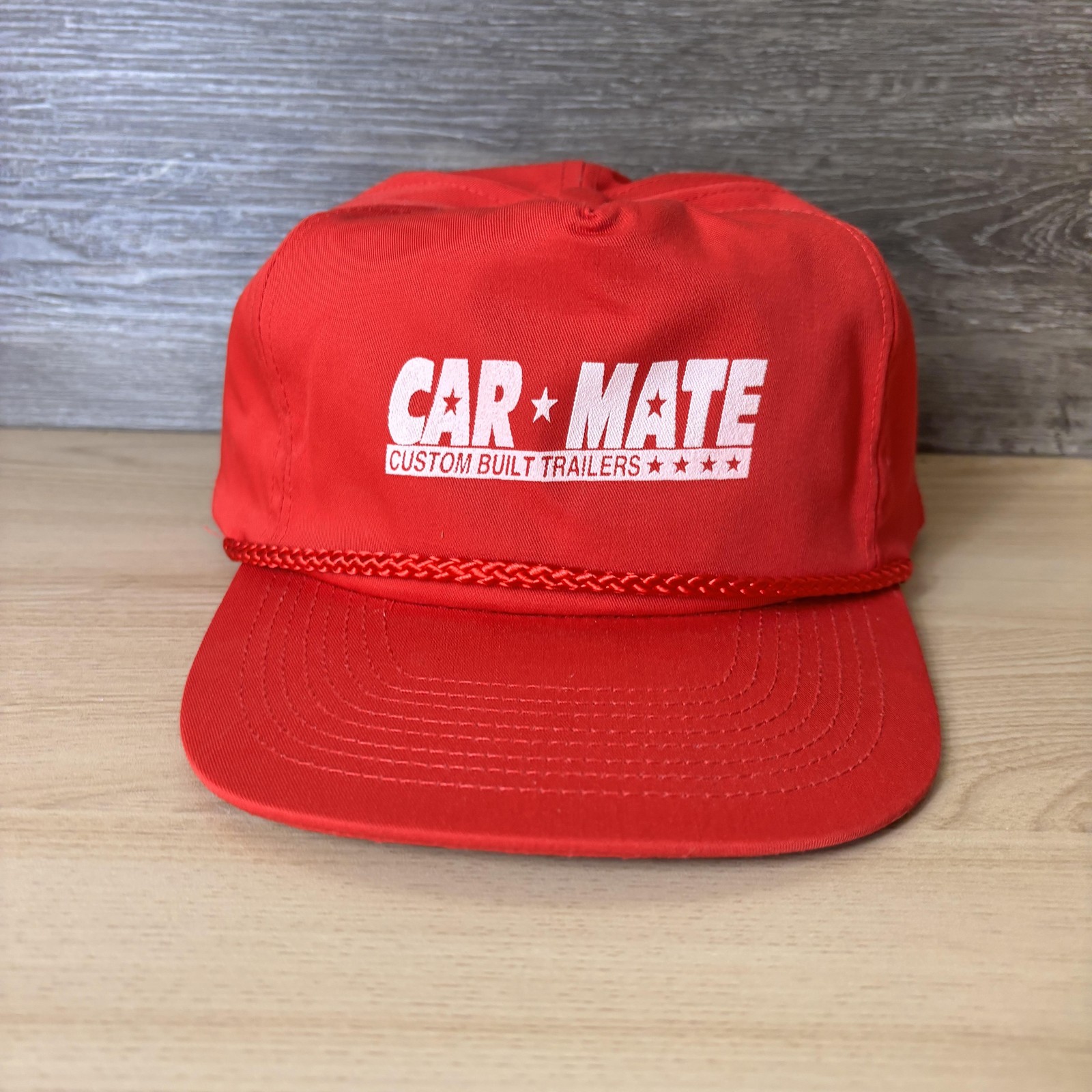 Vintage Car Mate Hat Cap Snap Back Red Custom Built Trailers Advertising Mens