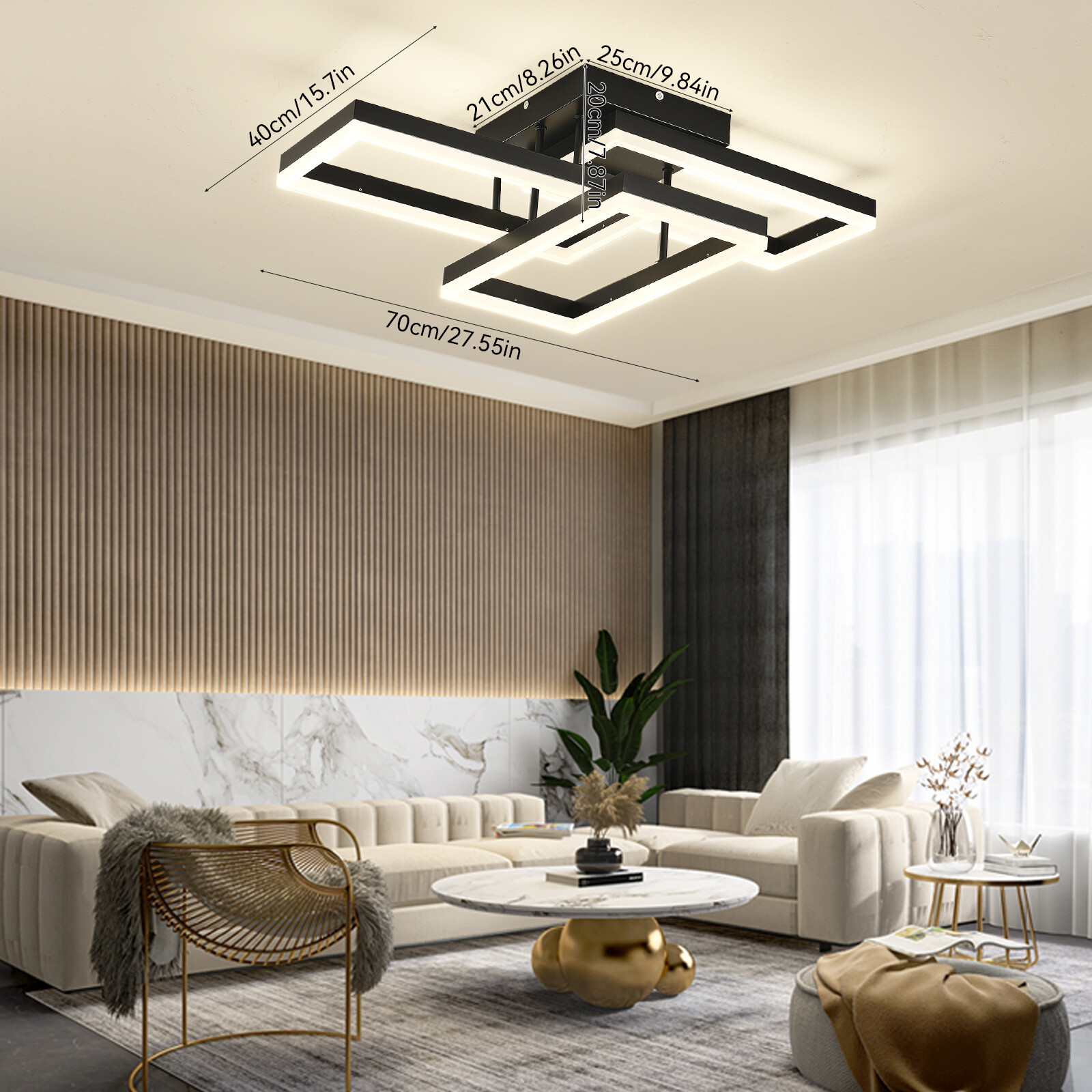 Modern LED Ceiling Light Dimmable Pendant Lamp Living Room Chandelier Fixture