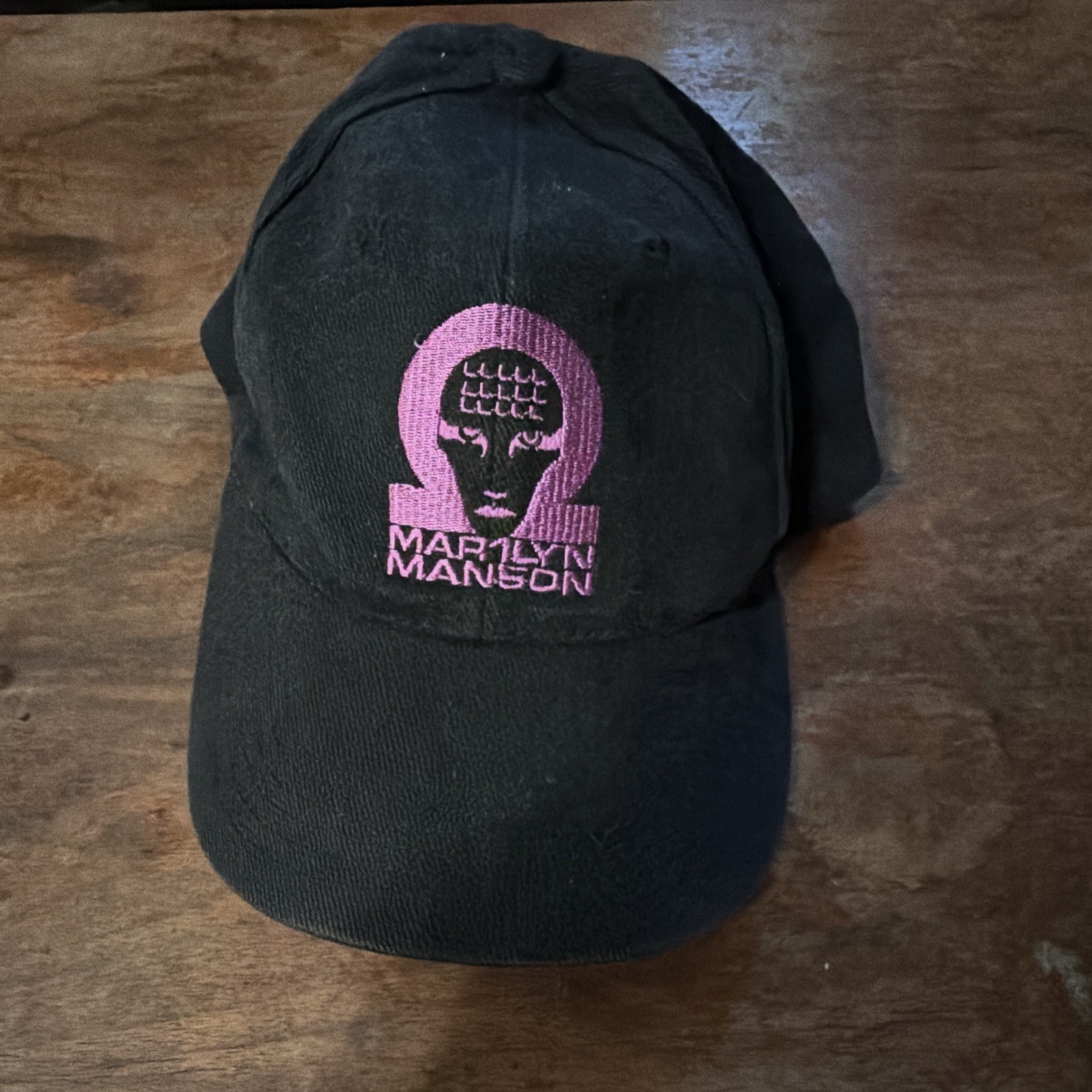 Marilyn Manson Black Adjustable Snapback Baseball Cap Hat Pink Embroidered Logo