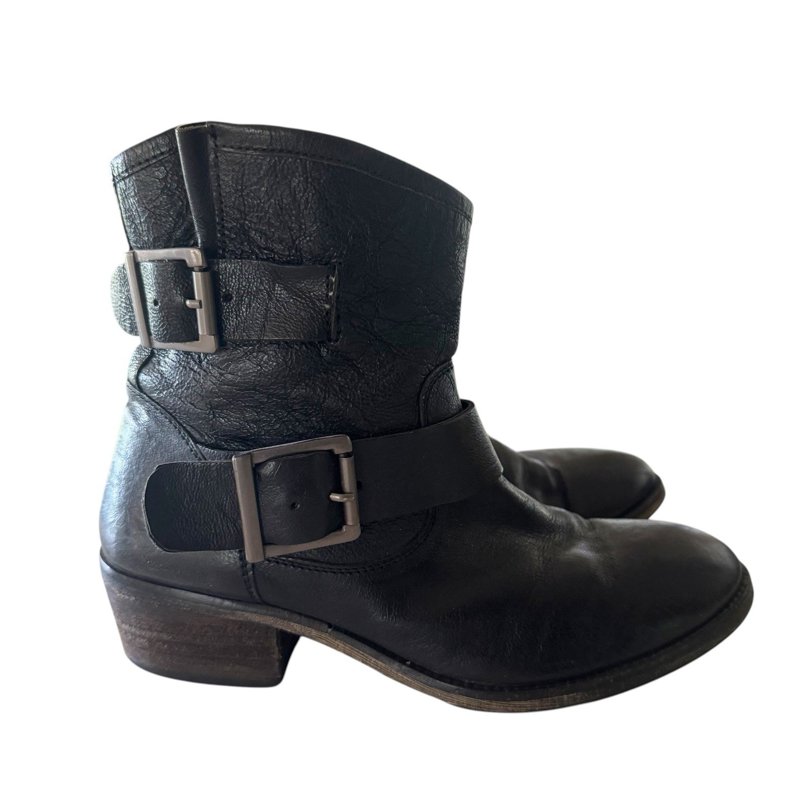 Seychelles Weekenders Distressed Leather Moto Boots 8.5 Black