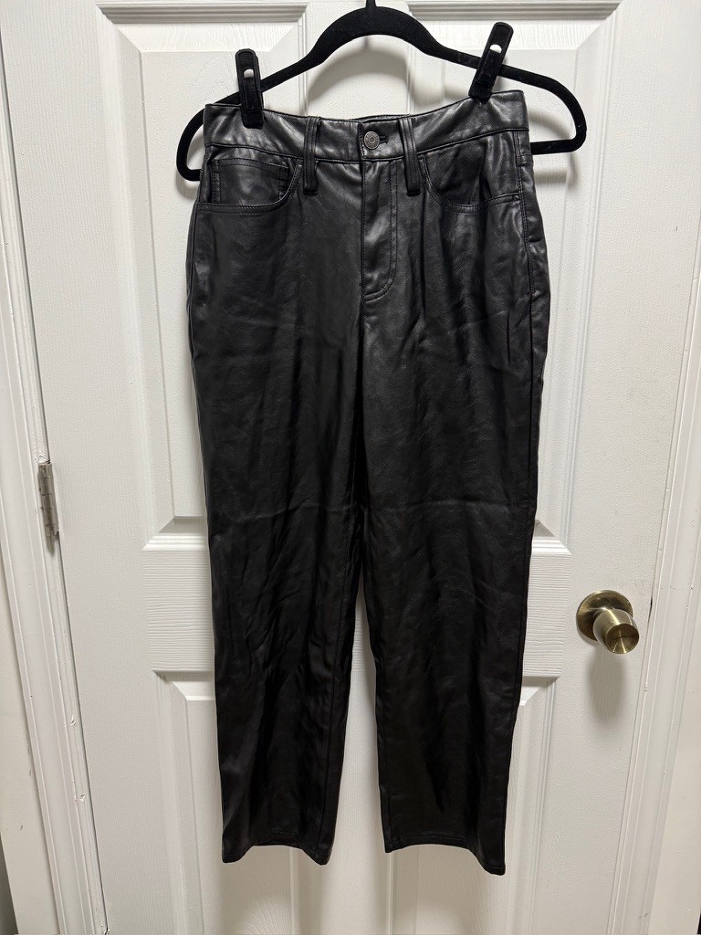 Madewell The Perfect Vintage Straight Jean Faux Leather Black Womens Sz 25 P