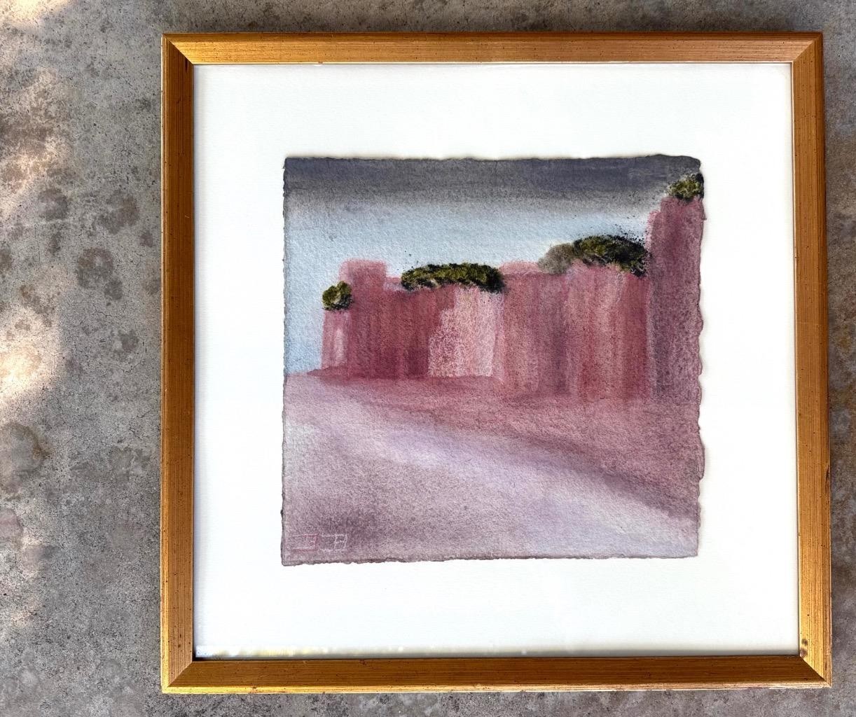 Bill Bomar Texas Art Rose Cliffs Ocean II Coastal Landscape Watercolor Painting