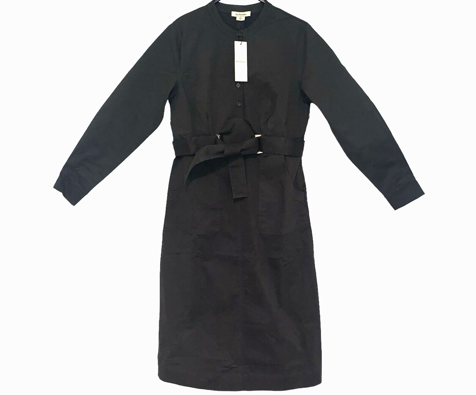 NWT Anthropologie Du Paradis Cotton Olive Green Belted Midi Dress Size Small