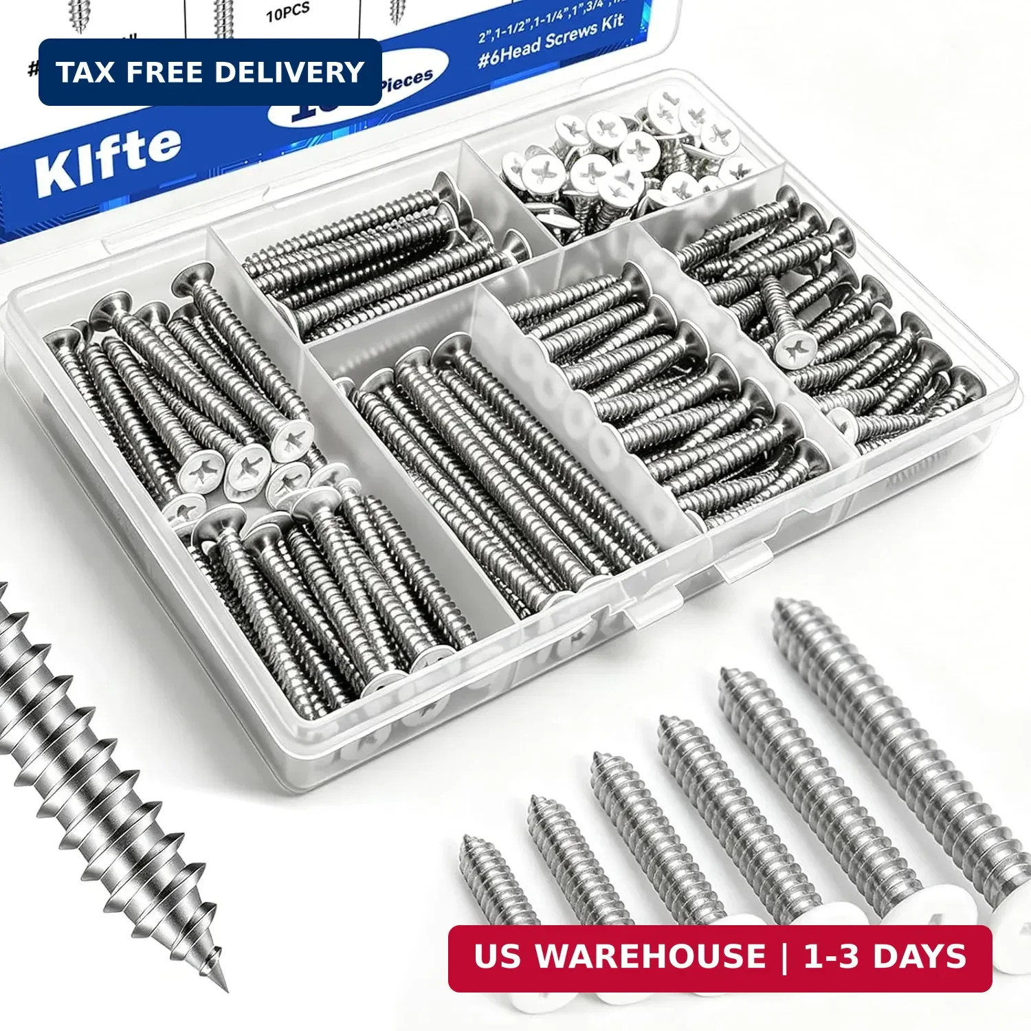 165PCS #6 White Head Screws for 2.8mm-3.0mm Holes, White Wood Screw Assortment K 165PCS #6 White Head Screws for 2.8mm-3.0mm Holes, White Wood Screw Assortment K