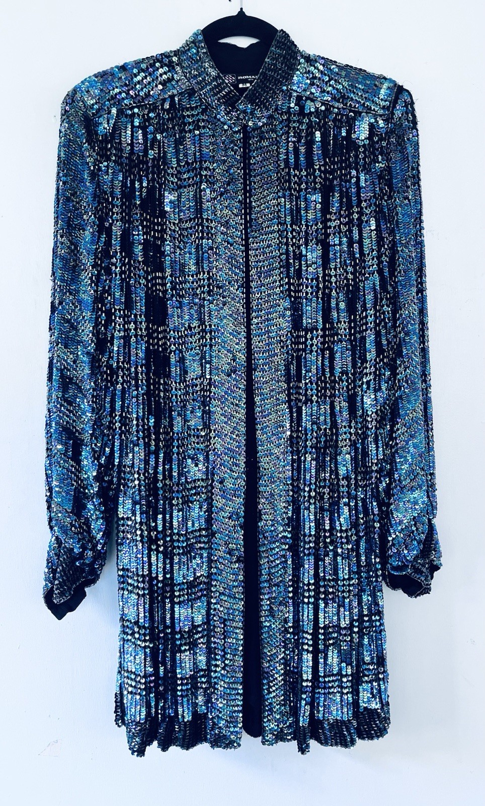 Romano 74 Vintage 1980s Italian Art Deco Luxury Sequin Evening Coat Romano 74 Vintage 1980s Italian Art Deco Luxury Sequin Evening Coat