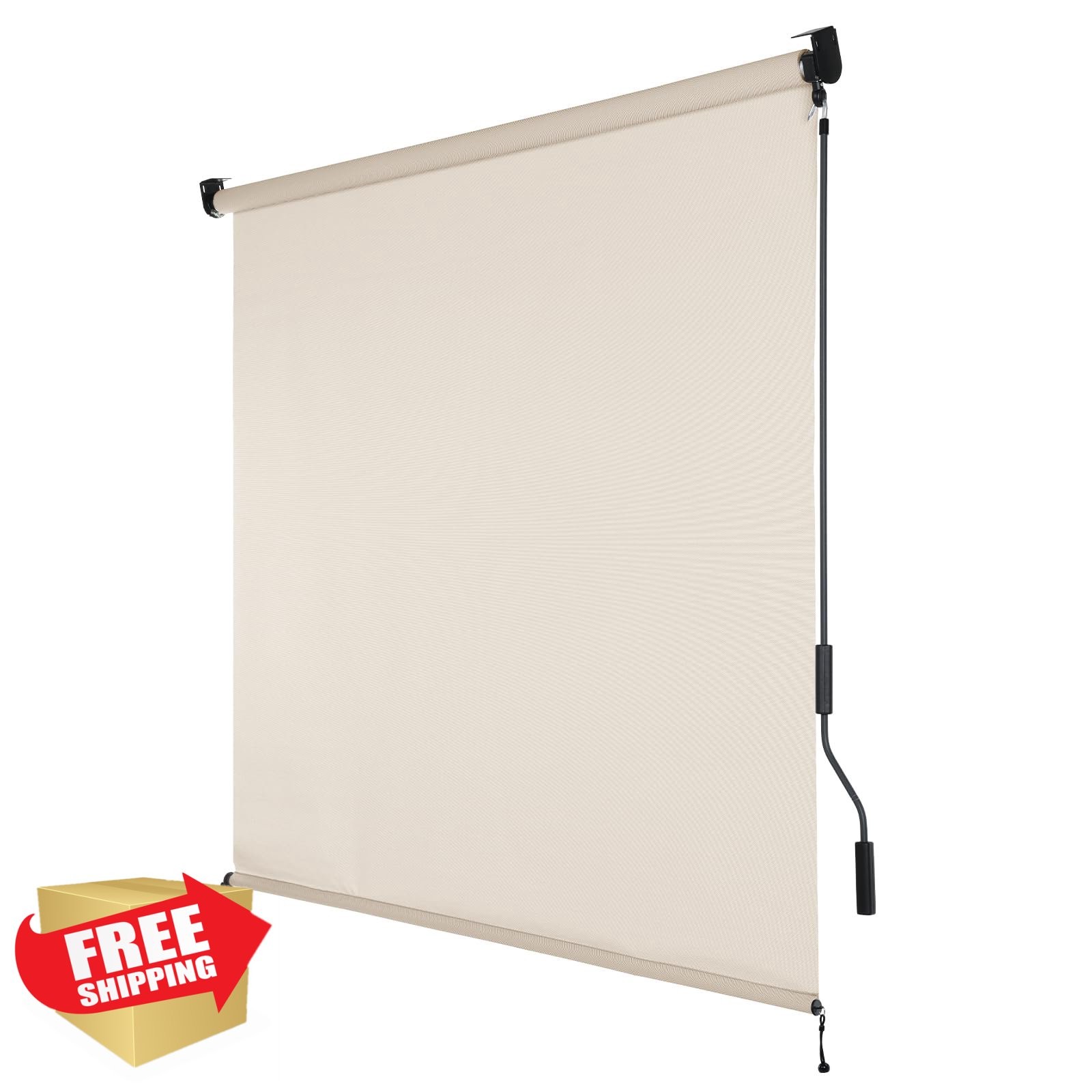 Aoodor 6\'x8\' Beige Roller Shade 5% Openness Aoodor 6\'x8\' Beige Roller Shade 5% Openness
