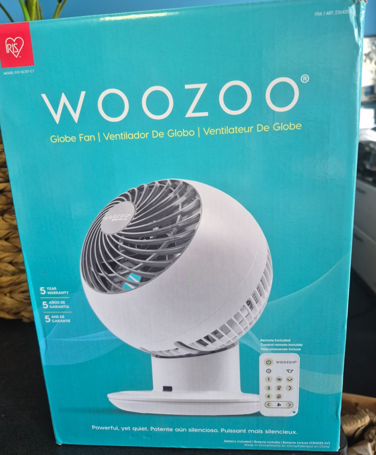 White 5 Speed WOOZOO Globe Oscillating Fan with Remote  Free US Shipping