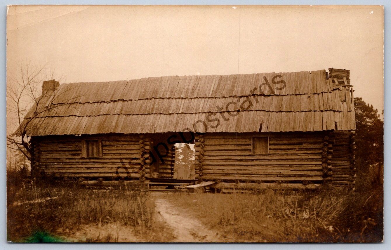 K50/ Interesting RPPC Postcard c1910 Americana Hewn Log Cabin Dogtrot 6
