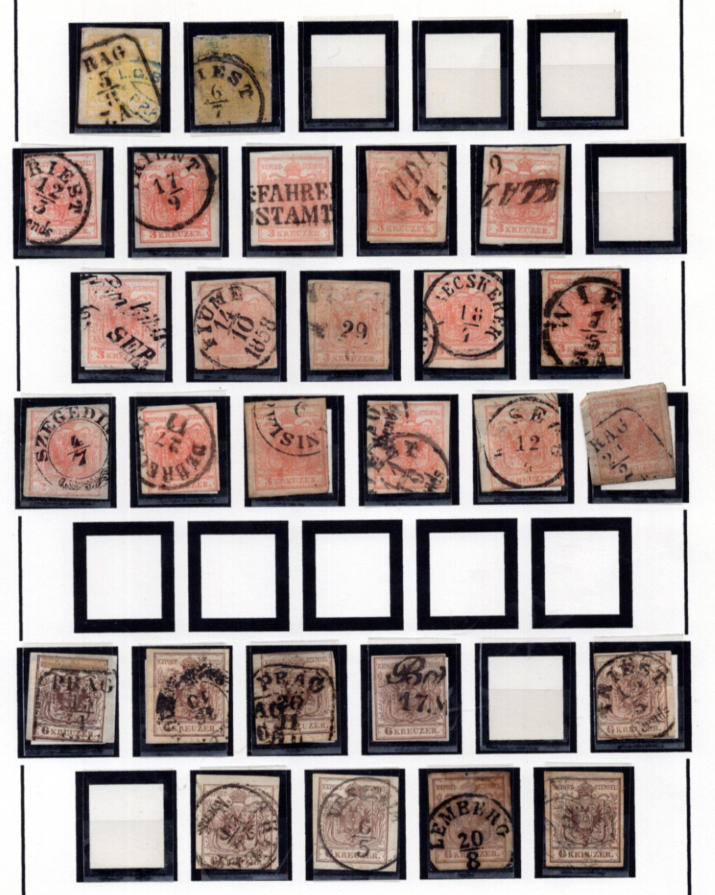 Austria 1860-1864 Specialized Collection Of 47 Of The First Issues To The 9 Kr.