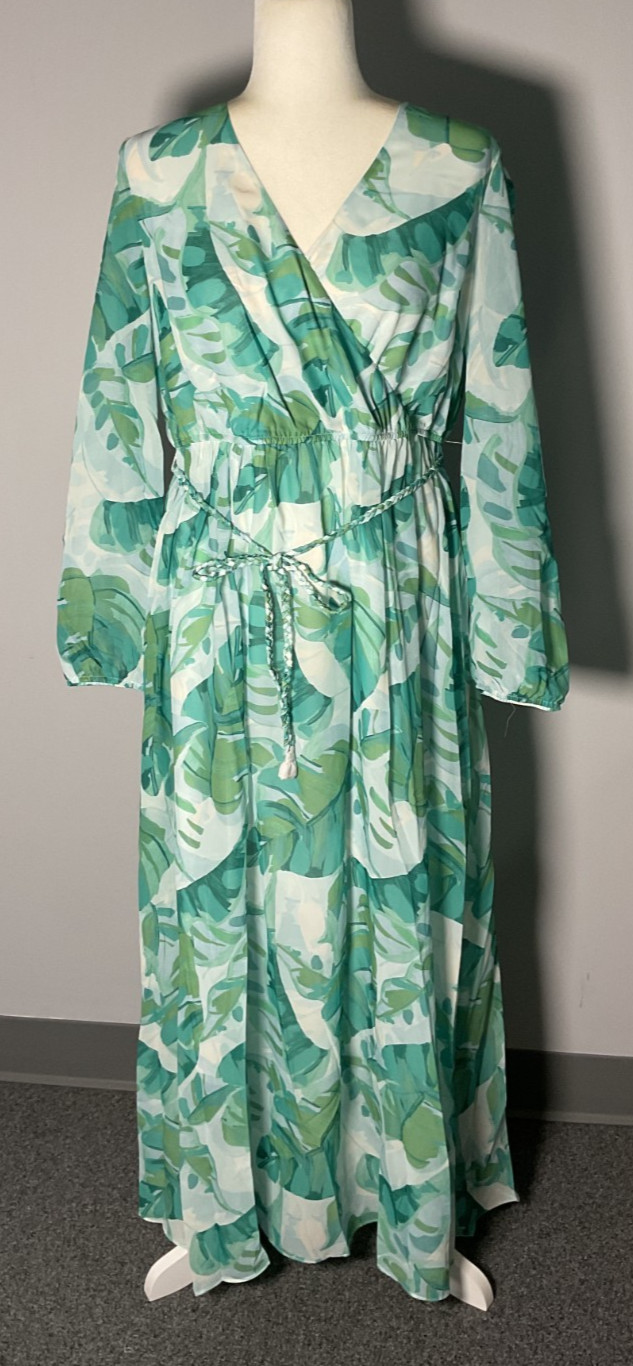 Soft Surroundings Kaia Women\'s Size M Green Tropical Dress NWT
