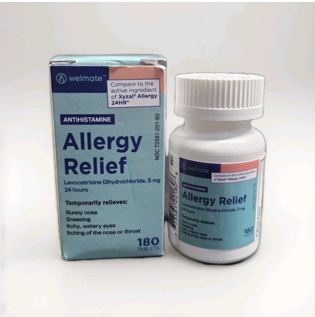 WELMATE Levocetirizine 5mg 24HR Allergy Relief | 180 Ct Exp 3/28 (Generic Xyzal)