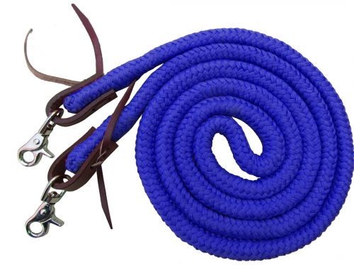 Showman 8 Ft Round Nylon Roping Barrel Contest Reins Scissor Clips 19504 BLUE