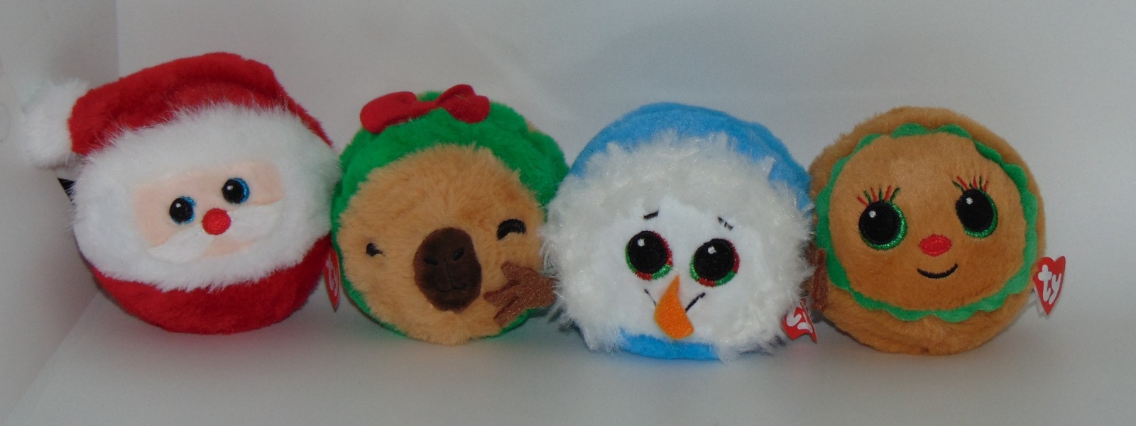 4 Ty Beanie Bouncers Holiday Santa- Kenneth- Parka -Nougat  3 1/2\