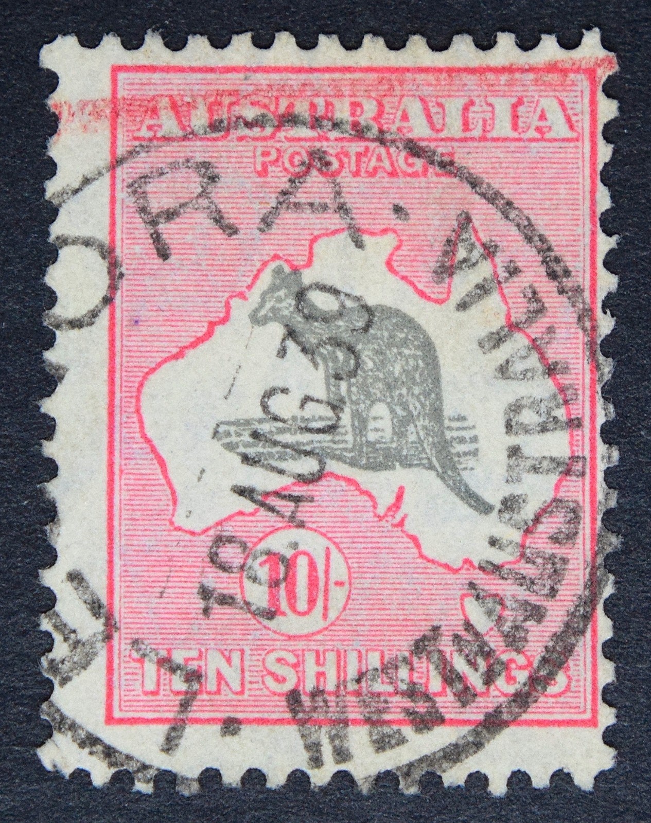 AUSTRALIA SG136 1932 10/- Grey & Pink, VFU, Cat £160