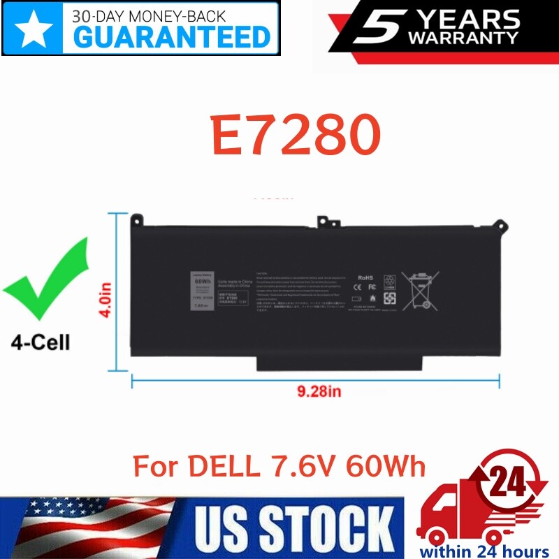 ✅F3YGT Battery For Dell Latitude 7280 7480 7380 7290 7390 7490 E7480 E7490 60Wh