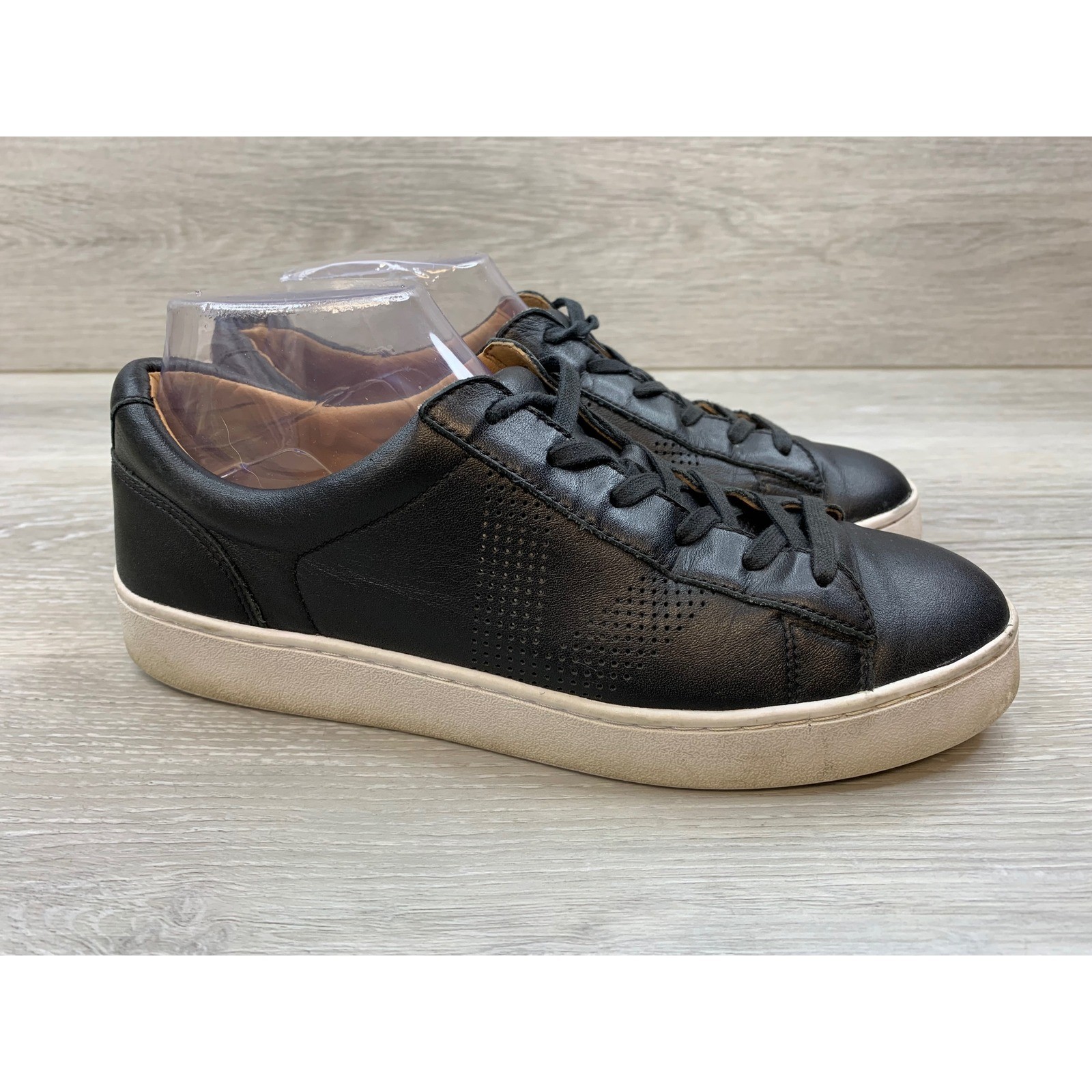 Vionic Honey Women\'s Sneakers Black Leather 8 Lace Up Low Top Comfort Shoes