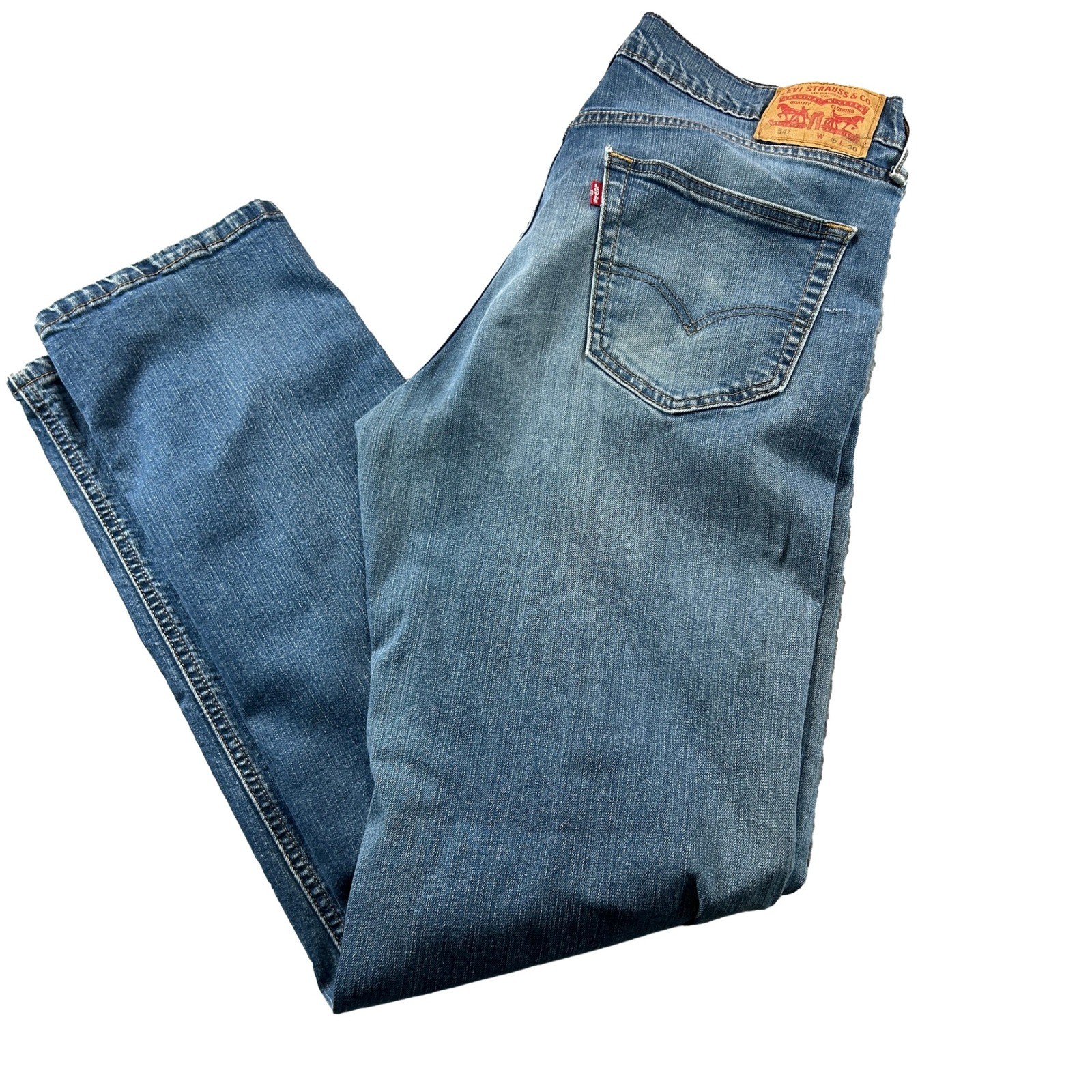 Levi\'s 541 Athletic Taper Jeans Mens 36x36 Blue Medium Wash Stretch Denim
