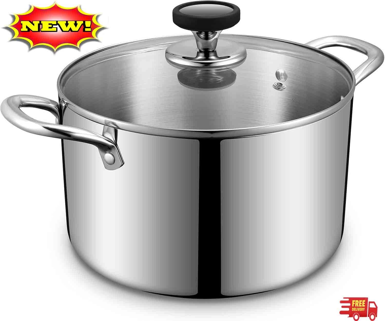 Olla de acero inoxidable de tres capas (Tri-Ply), olla resistente de 6,5 cuartos