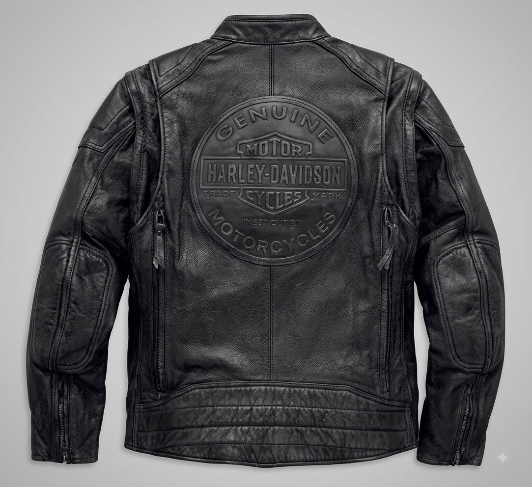 Harley Davidson Genuine Leather Riding Jacket Black Biker Cafe Racer