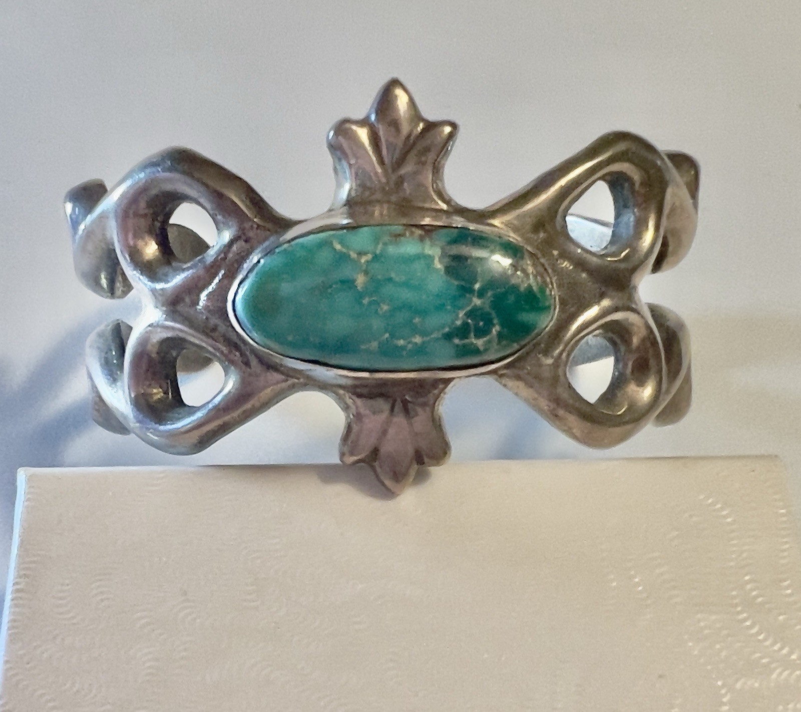 Vintage Native American Turquoise Cuff Bracelet Stamped Navajo A