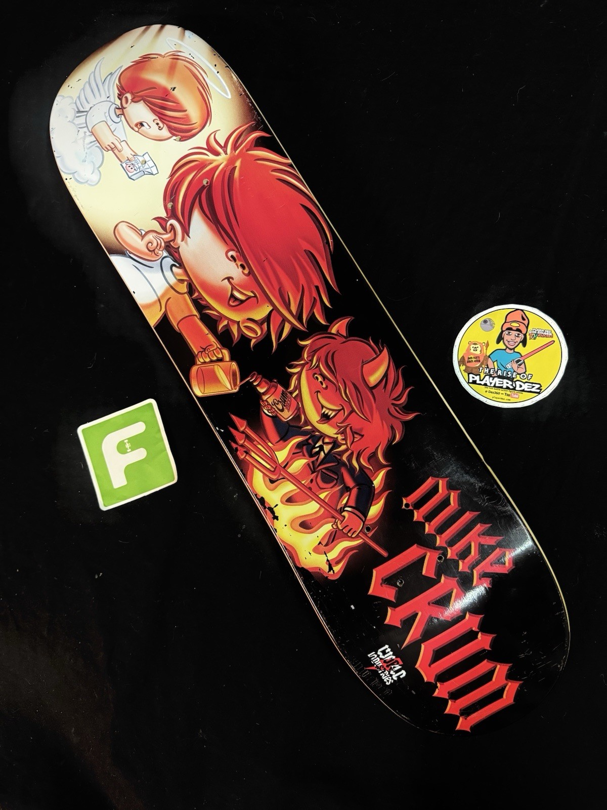 SUPER RARE Mike Crum Heaven Hell Good Evil World Industries Skateboard Deck SUPER RARE Mike Crum Heaven Hell Good Evil World Industries Skateboard Deck