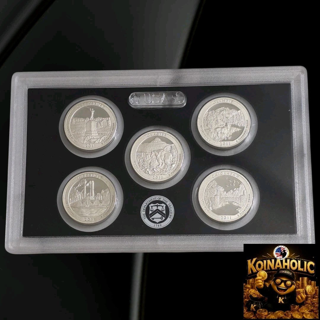2011 S Silver Proof Parks Quarter Set ATB No Box or COA 5 Coins 90% SILVER 