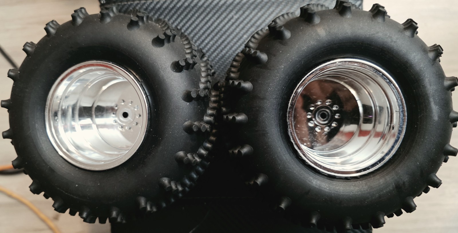 (2) RARE VINTAGE DURATRAX  CLODBUSTER/ BULLHEAD WHEELS. .RC MONSTER TRUCK
