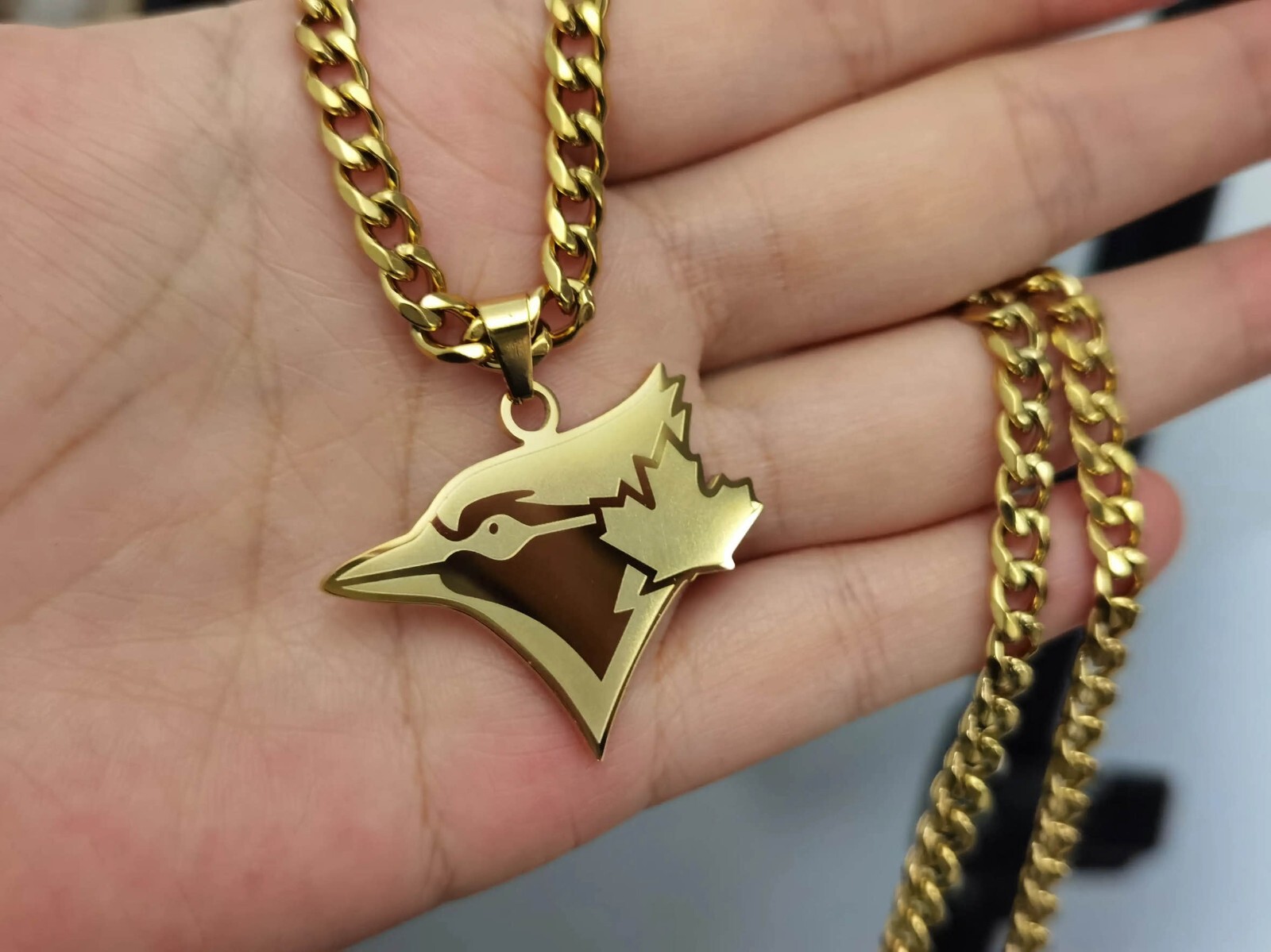 Toronto Blue Jays Necklace - 5mm Cuban - 22\ Toronto Blue Jays Necklace - 5mm Cuban - 22\