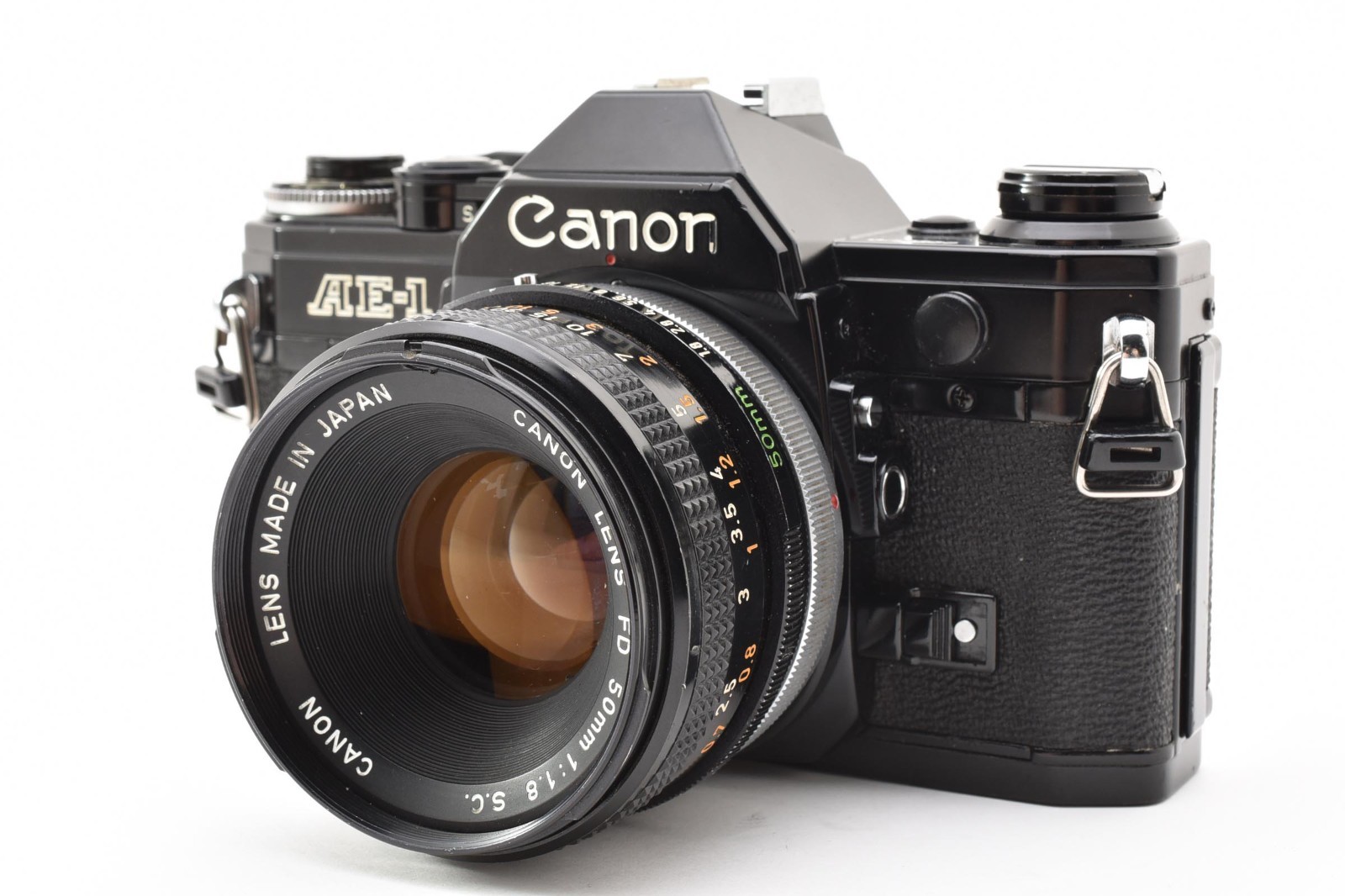 Read[ N MINT ] Canon AE-1 Black 35mm Film Camera FD 50mm F/1.8 S.C. Lens Japan