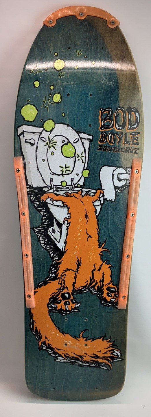 Santa Cruz Bod Boyle SICK CAT Skateboard Deck TEAL STAIN W/Rails And Nose Guard